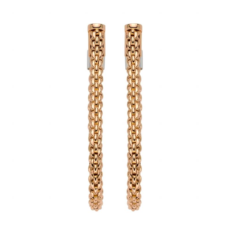 Fope Flexit Essentials 18ct Rose Gold Medium Mesh Chain Earrings