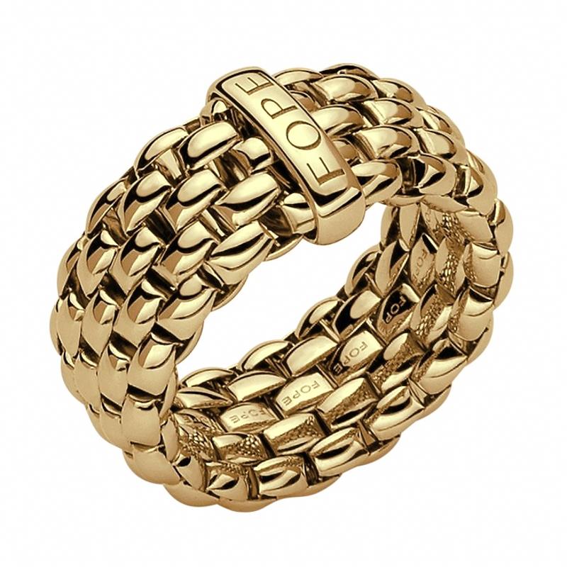 Fope Flex'it Essentials 18ct Yellow Gold Wide Ring - Xl