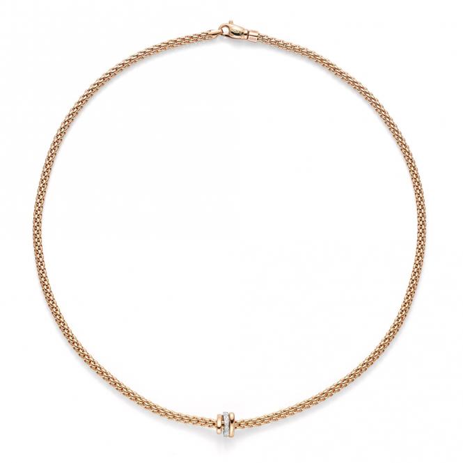 Fope Flex'it Prima 18ct Rose Gold Diamond 43cm Necklace