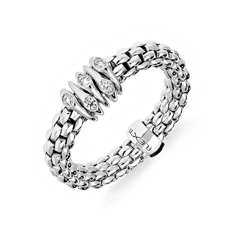 Fope Flex'it Prima 18ct White Gold 0.07ct Diamond Ring - Xs