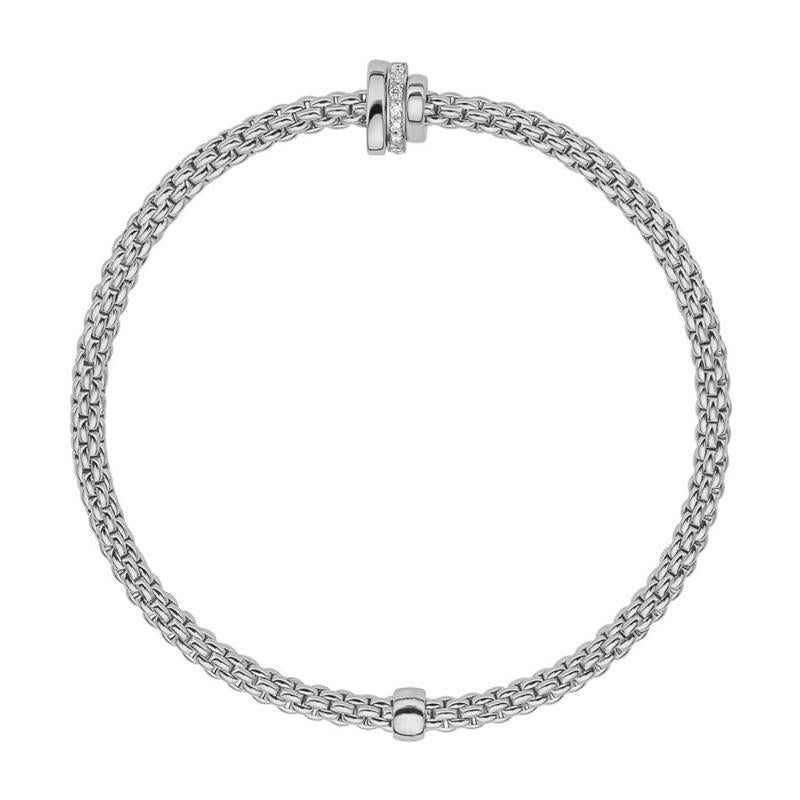 Fope Flex'it Prima 18ct White Gold 0.10ct Diamond Bracelet - Xl