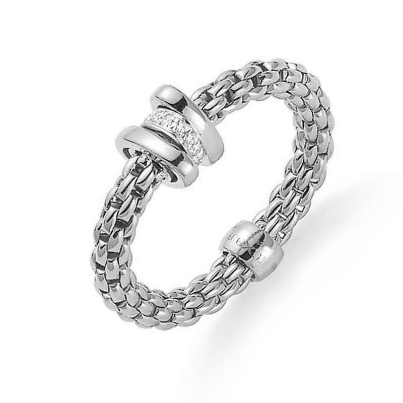 Fope Flex'it Prima 18ct White Gold 0.10ct Diamond Ring - Xs