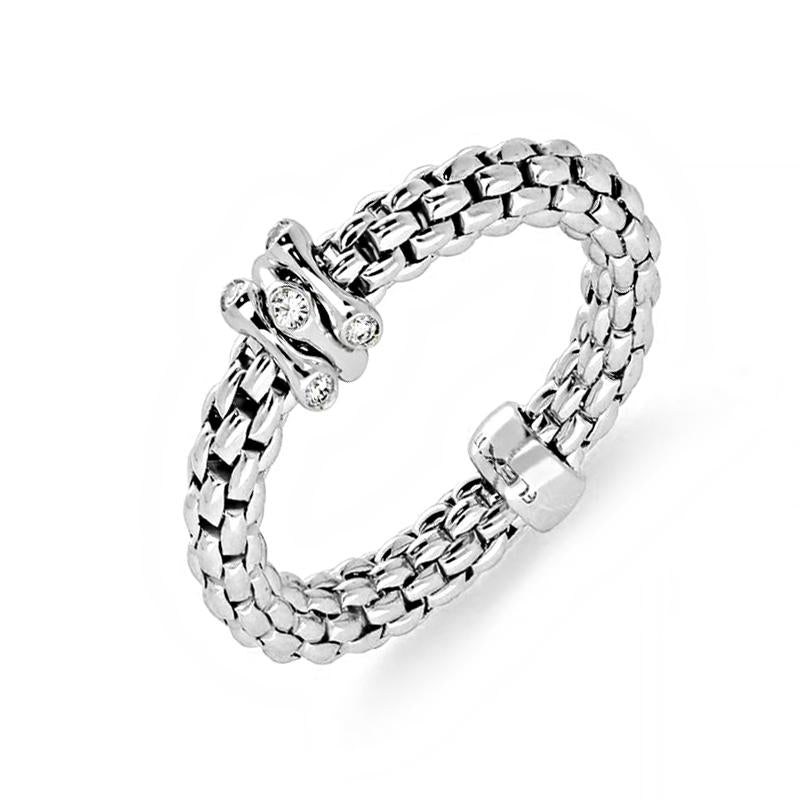 Fope Flex'it Prima 18ct White Gold 0.12ct Diamond Ring - S