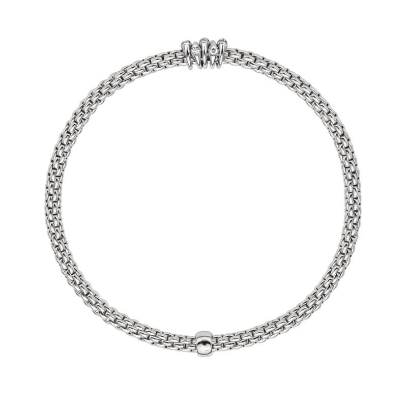 Fope Flex'it Prima 18ct White Gold 0.20ct Diamond Bracelet - M