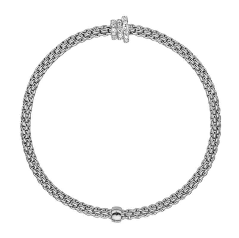 Fope Flex'it Prima 18ct White Gold 0.31ct Diamond Bracelet - L