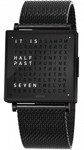 Qlocktwo Watch W35 Fine Black Steel Milanaise Bracelet