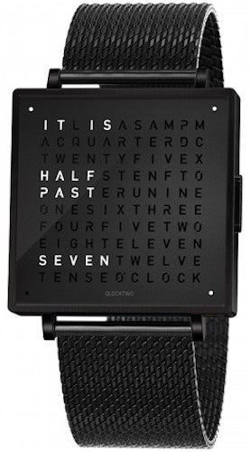 Qlocktwo Watch W39 Black Steel Milanaise Bracelet