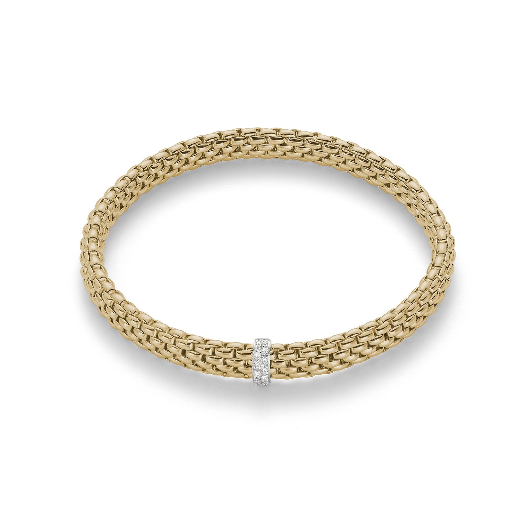 Fope Flex'it Vendome 18ct Yellow Gold 0.10ct Diamond Bracelet - Xl