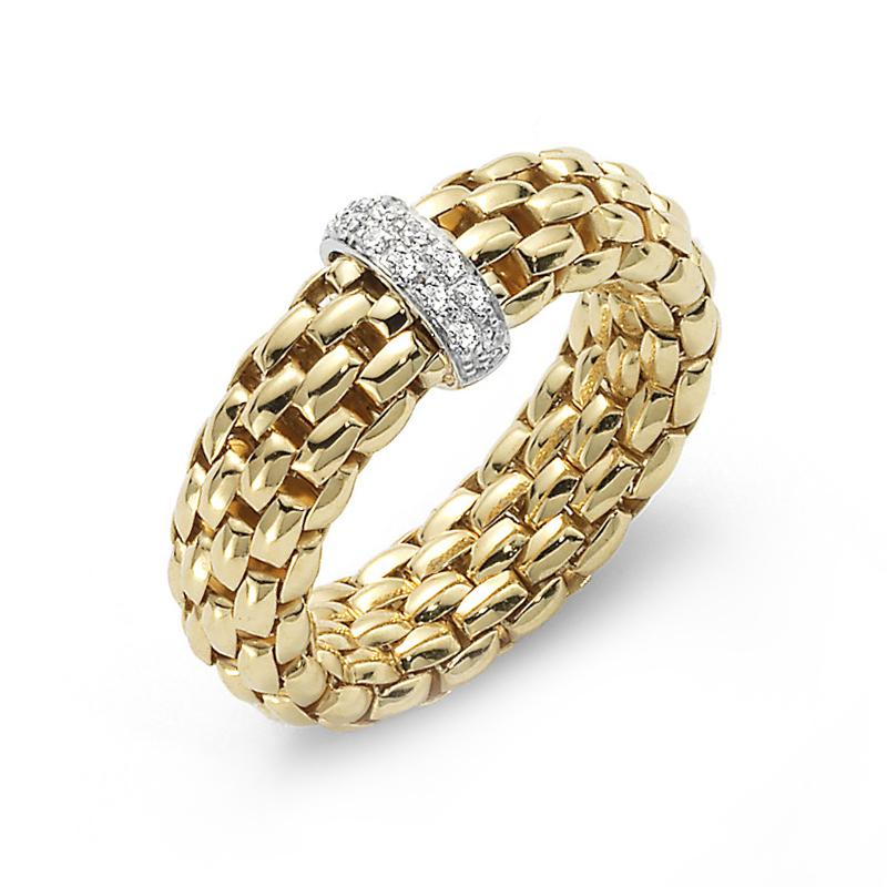 Fope Flex'it Vendome 18ct Yellow Gold 0.10ct Diamond Ring - Xl