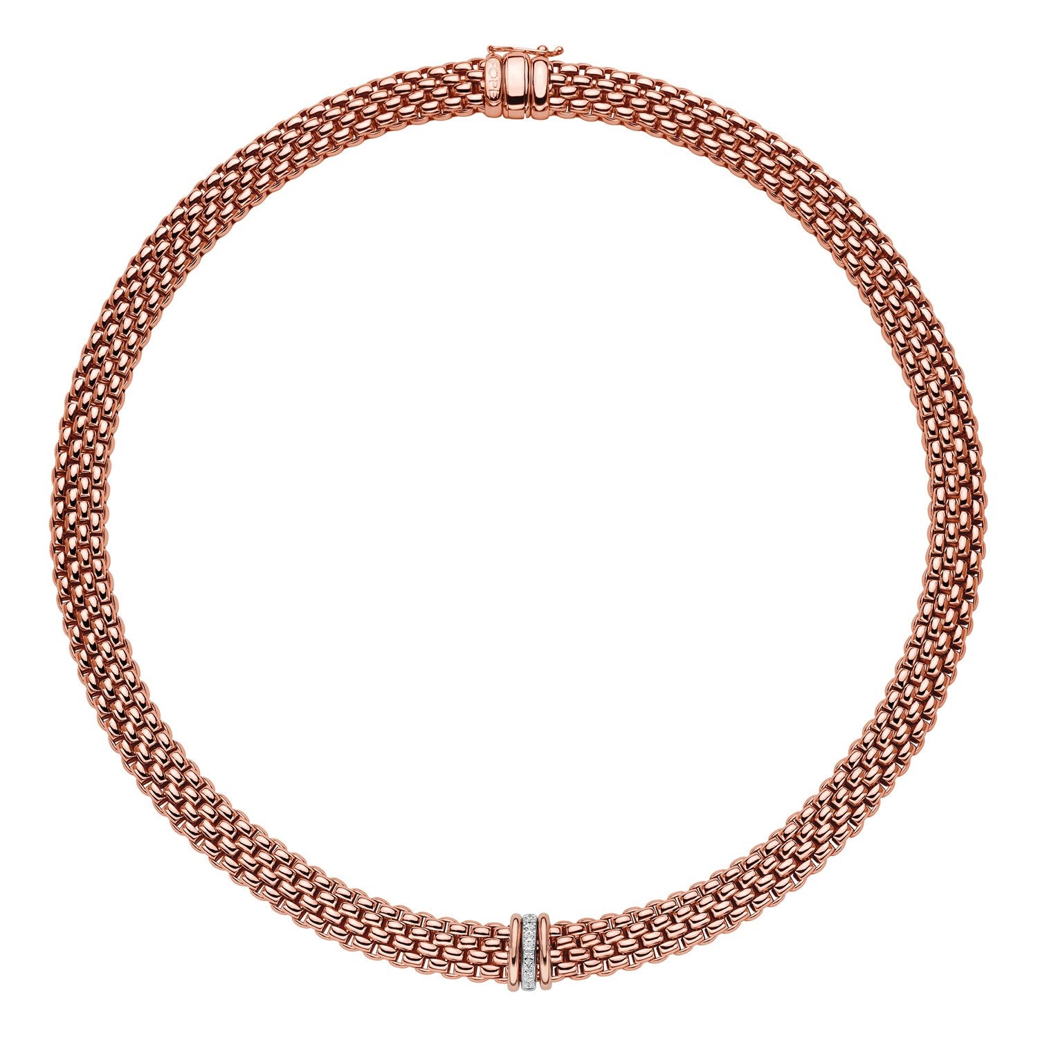 Fope Panorama 18ct Rose Gold 0.08ct Diamond Rondelle Necklace