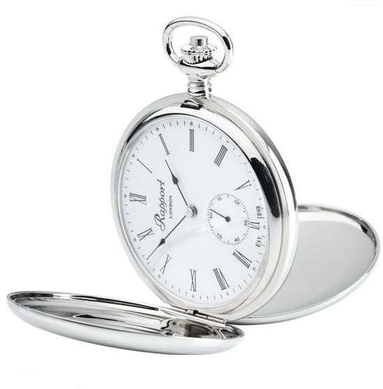 Rapport Pocket Watch Mechanical Double Hunter Silver Tone