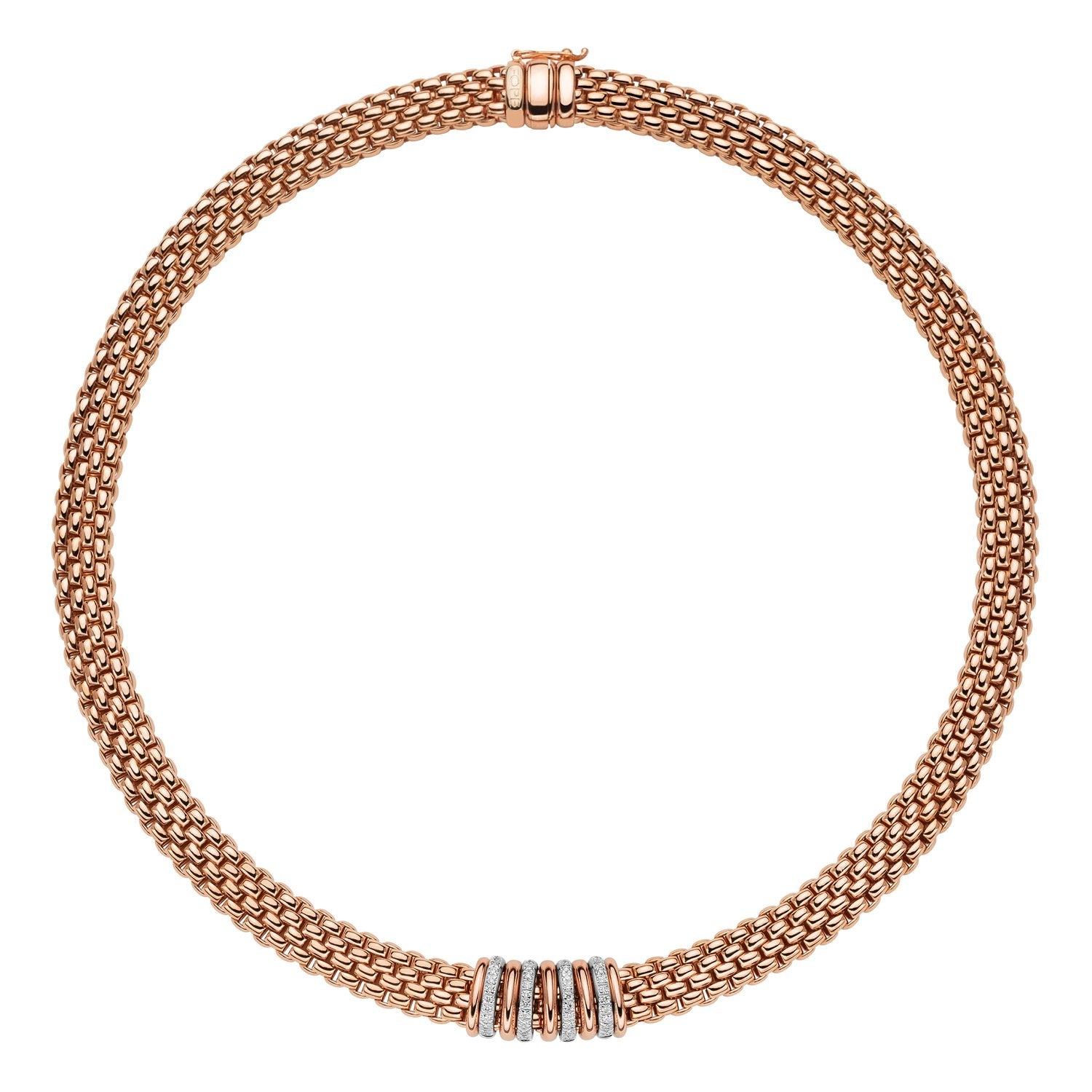 Fope Panorama 18ct Rose Gold 0.30ct Diamond Rondelle Necklace