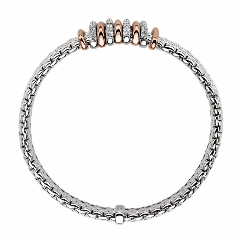 Fope Panorama 18ct White Gold 0.30ct Diamond Mixed Rondelle Bracelet - L