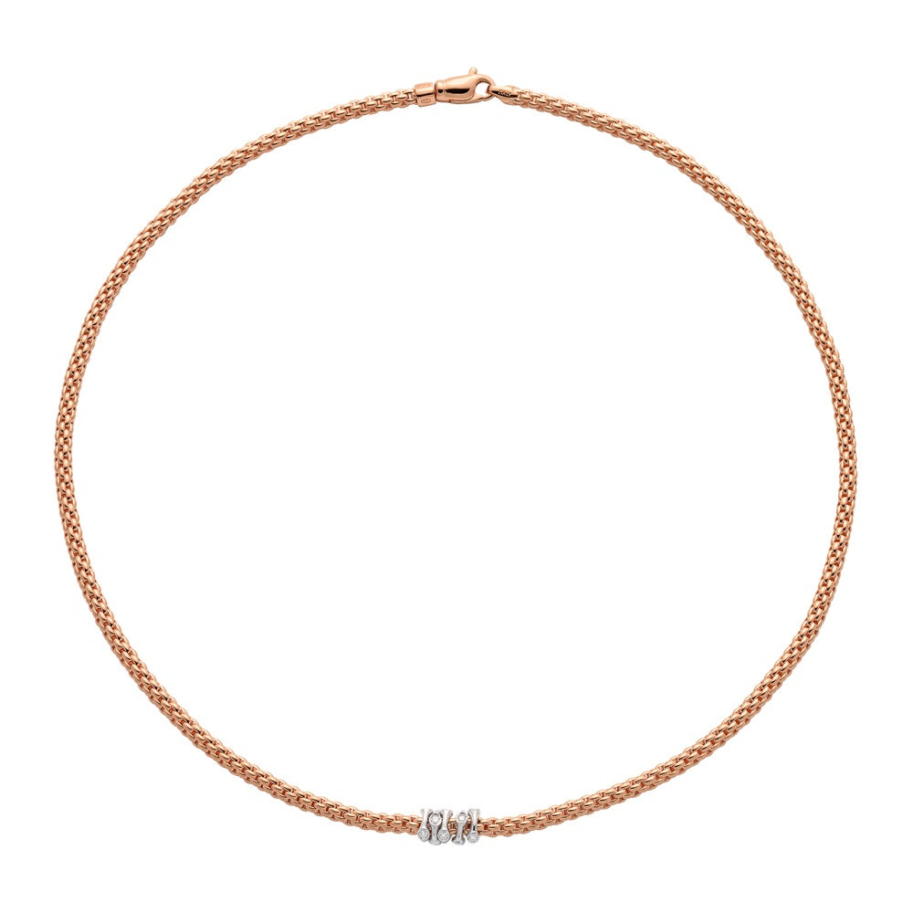 Fope Prima 18ct Rose Gold 0.20ct Diamond Necklace - 43cm