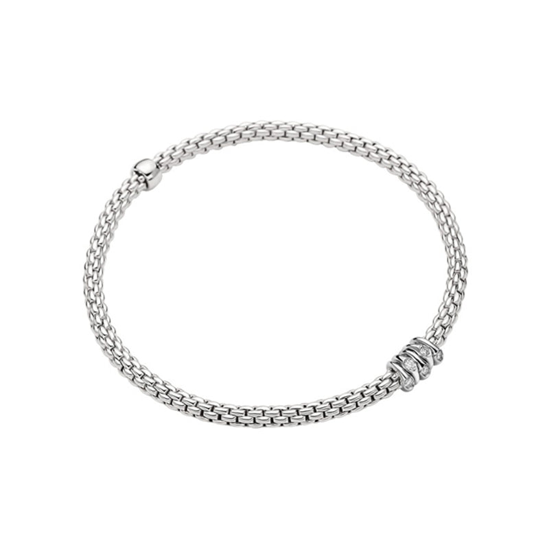 Fope Prima 18ct White Gold 0.07ct Diamond Flexible Bracelet - Xs