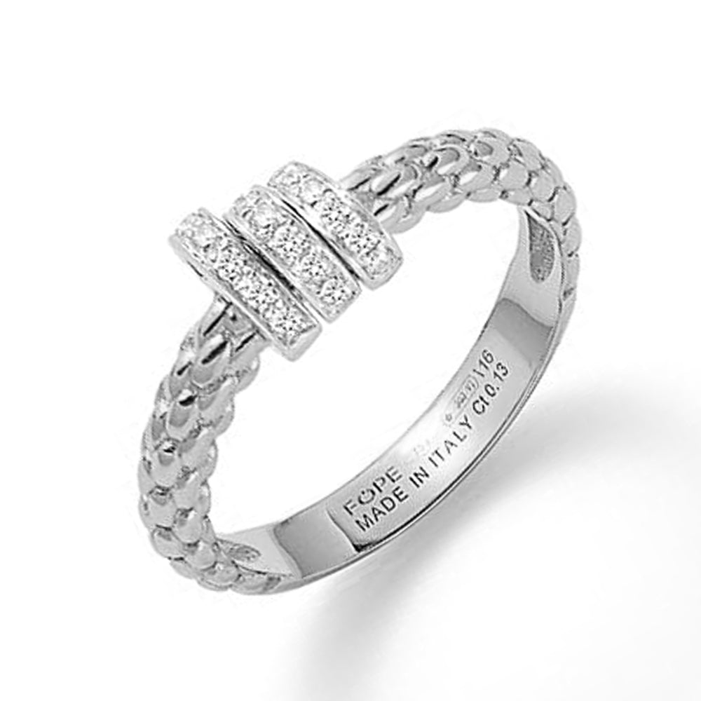 Fope Prima 18ct White Gold 0.13ct Diamond Ring - O