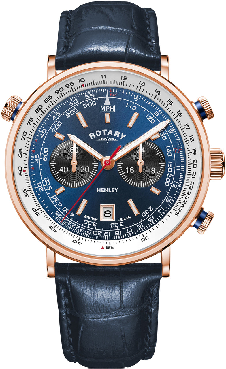 Rotary Watch Henley Rose Gold Pvd Mens