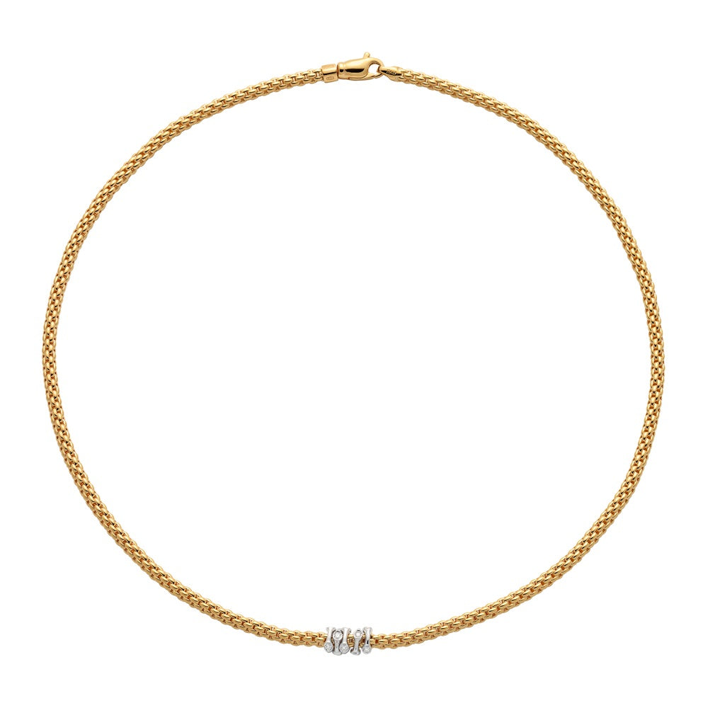 Fope Prima 18ct Yellow Gold 0.20ct Diamond Necklace - 43cm