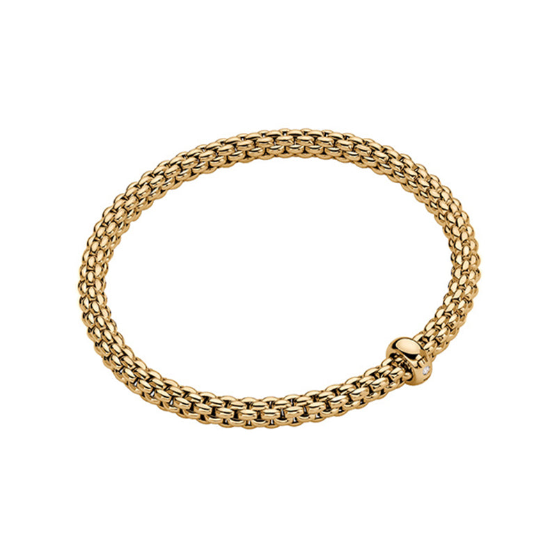 Fope Solo 18ct Yellow Gold 0.01ct Diamond Flexible Bracelet - M