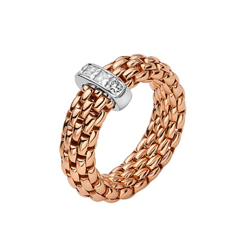 Fope Vendome 18ct Rose Gold 0.35ct Diamond Ring - Xs