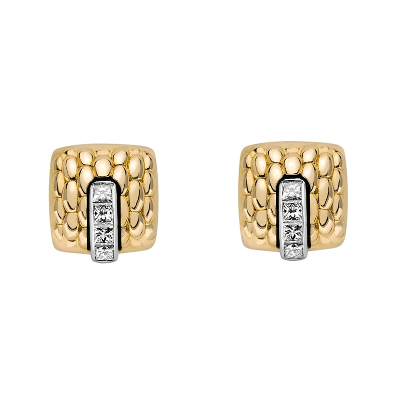 Fope Vendome 18ct Yellow White Gold Diamond Stud Earrings