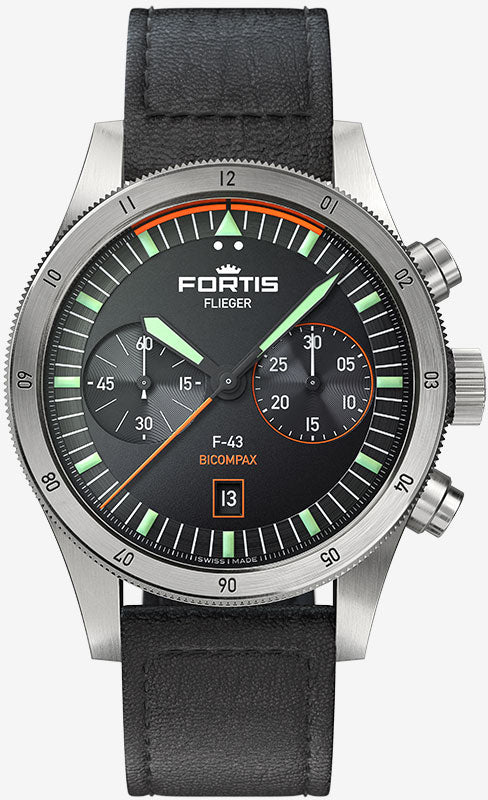 Fortis Flieger F-43 Bicompax On Aviator Strap