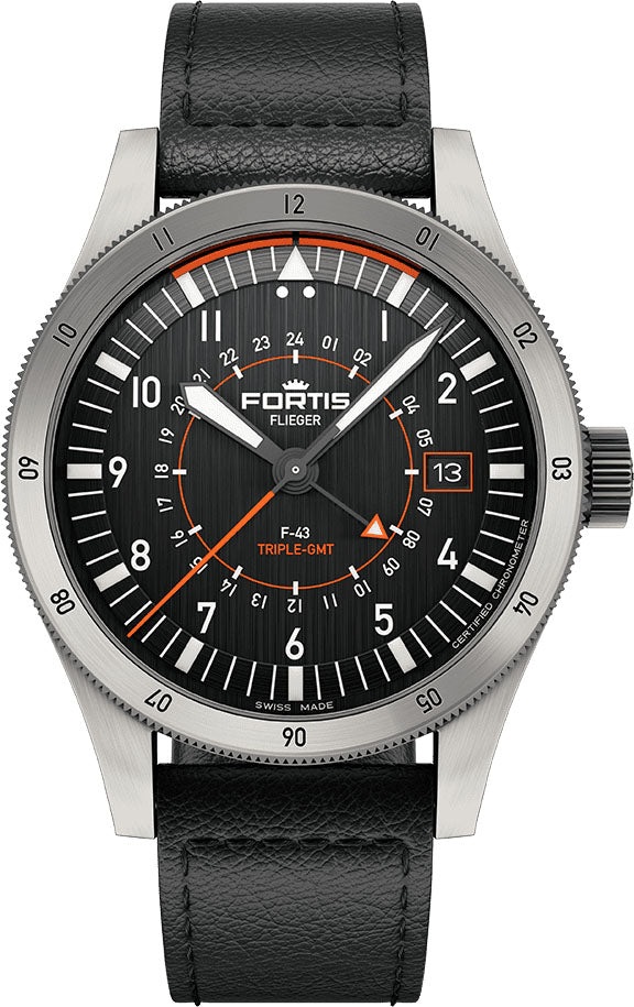 Fortis Flieger F-43 Triple-gmt Black