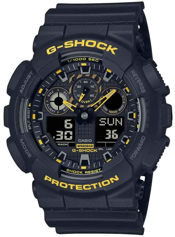 G-shock Ga-100 Black Caution Yellow Mens