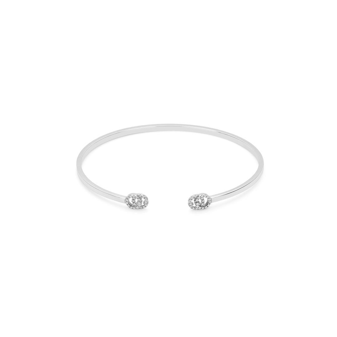 Gucci Gg Running 18ct White Gold Diamond Bangle - 18cm