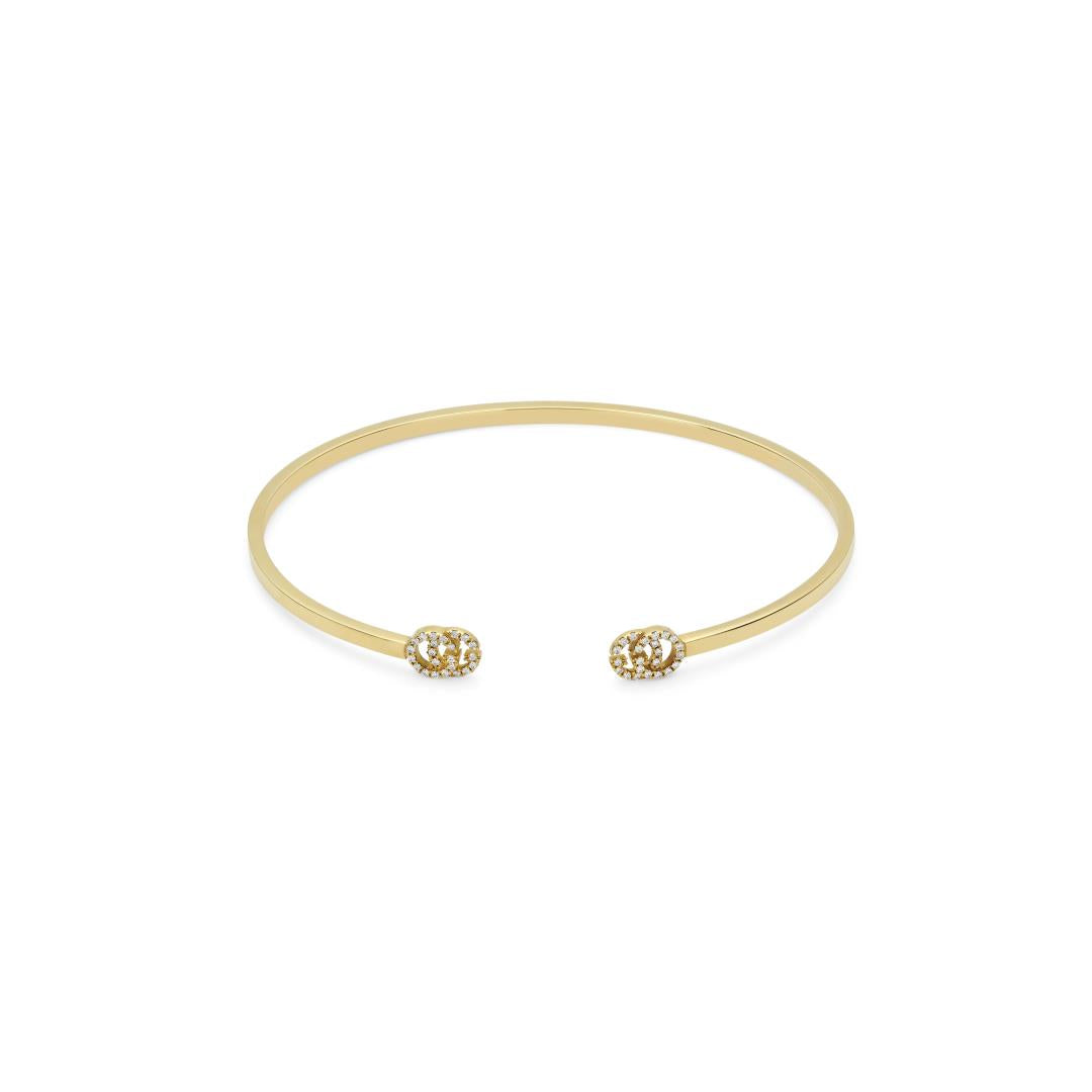 Gucci Gg Running 18ct Yellow Gold Diamond Bangle - 16cm