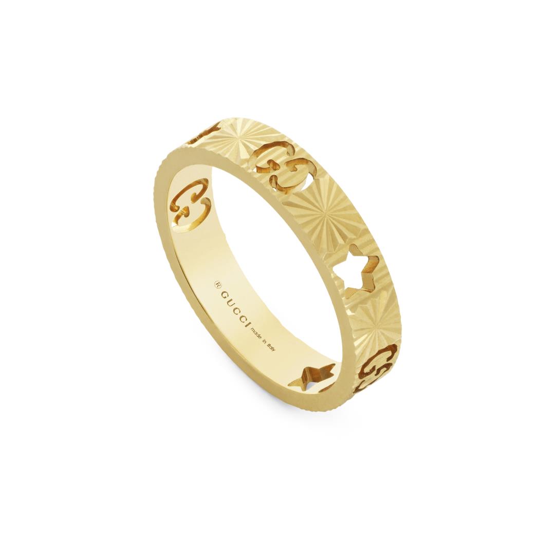 Gucci Icon 18ct Yellow Gold Star Band Ring D - M.5