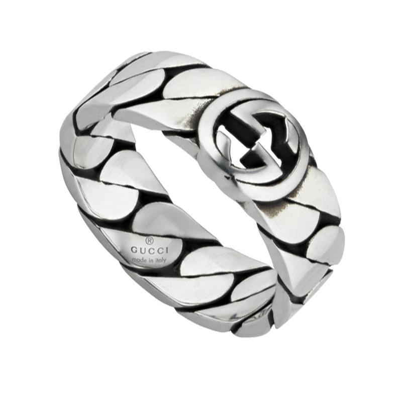 Gucci Interlocking Sterling Silver Band Ring - J.5