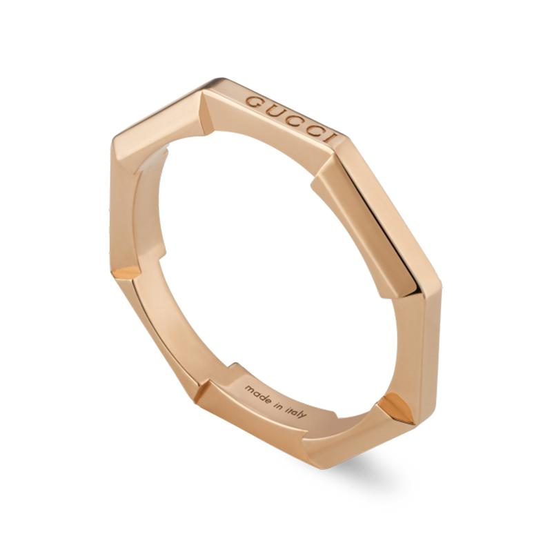 Gucci Link To Love 18ct Rose Gold 3mm Ring - G