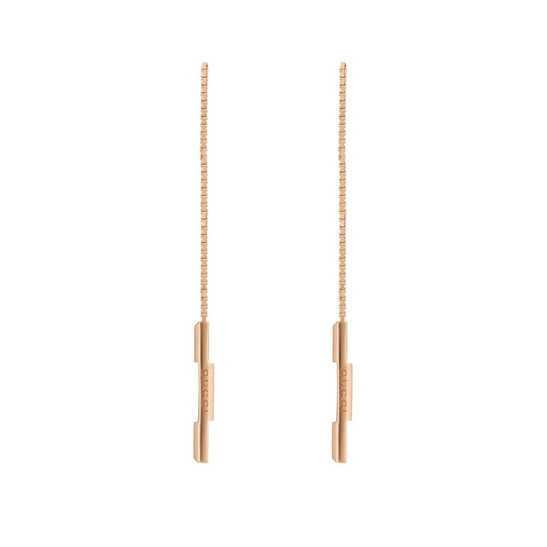 Gucci Link To Love 18ct Rose Gold Chain Earrings - Gold