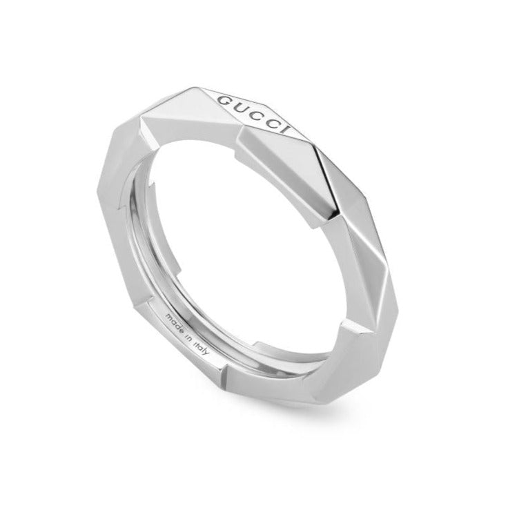 Gucci Link To Love 18ct White Gold 4mm Studded Ring - I