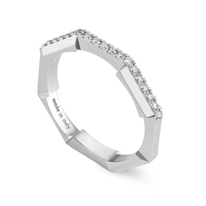 Gucci Link To Love 18ct White Gold Diamond 3mm Ring - M.5