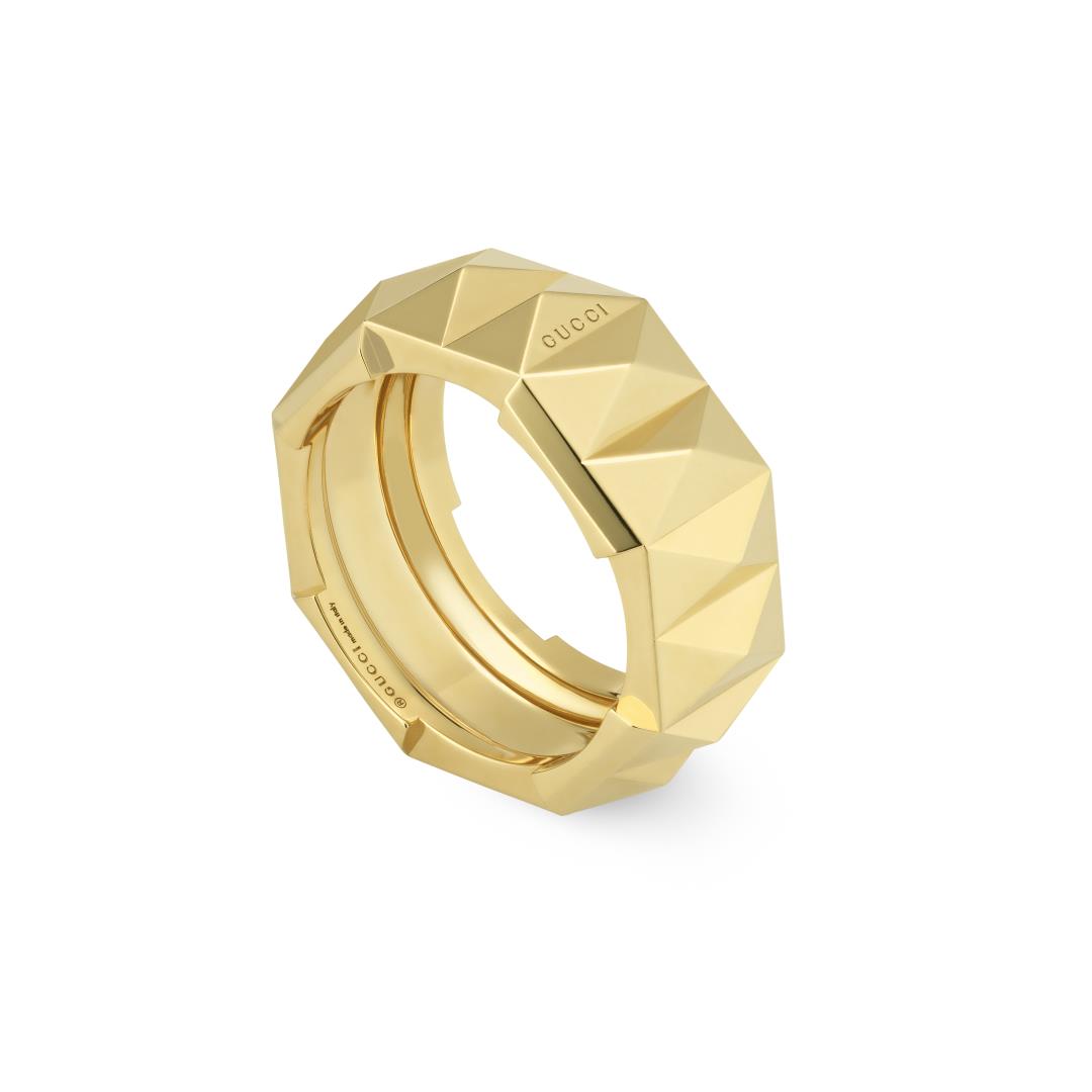 Gucci Link To Love 18ct Yellow Gold Studded 9mm Ring D - J.5