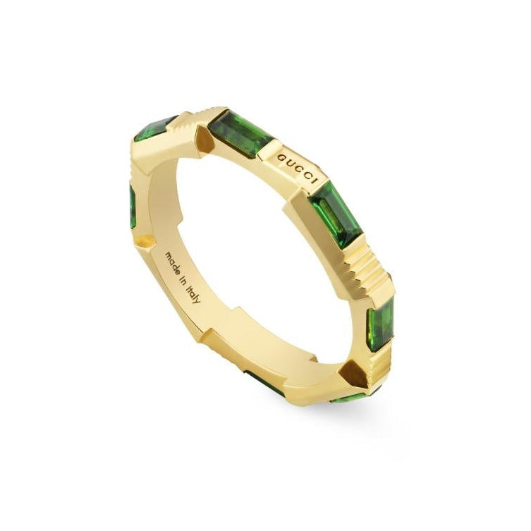 Gucci Link To Love 18ct Yellow Gold Tourmaline 2mm Ring - H