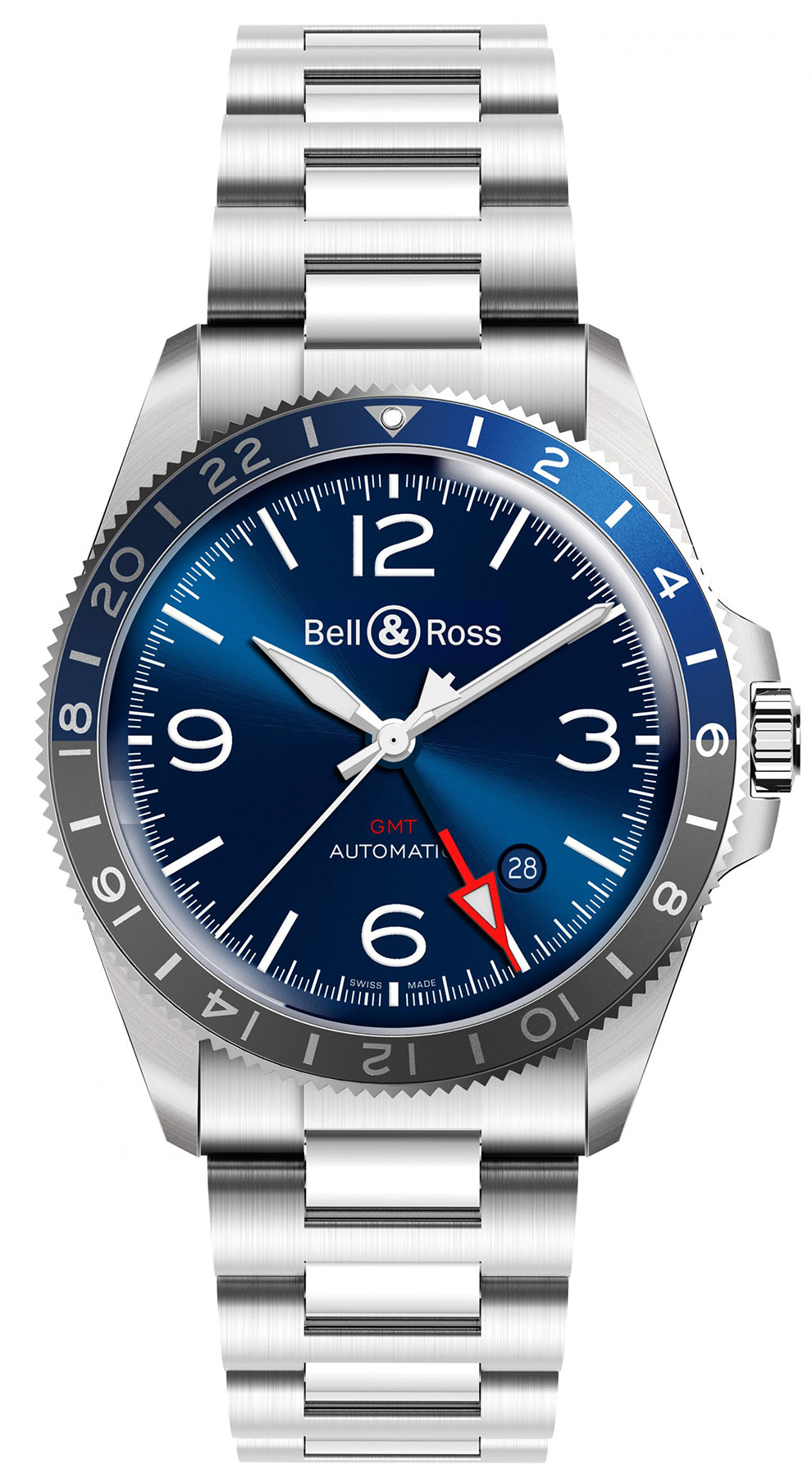BellandRoss Watch Br V2-93 Gmt Blue Bracelet
