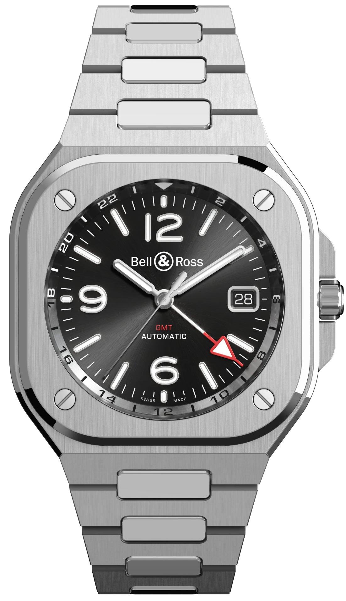 BellandRoss Watch Br05 Gmt Black Steel Bracelet