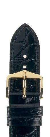 Hirsch Strap Crocograin Black Medium 12mm