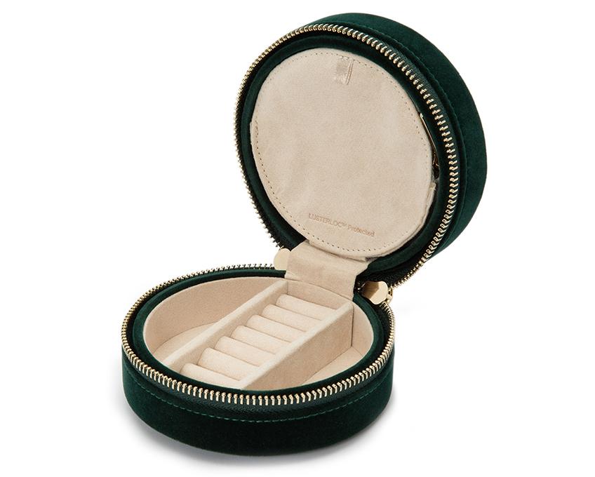 Wolf Jewellery Travel Case Zoe Round Forest Green