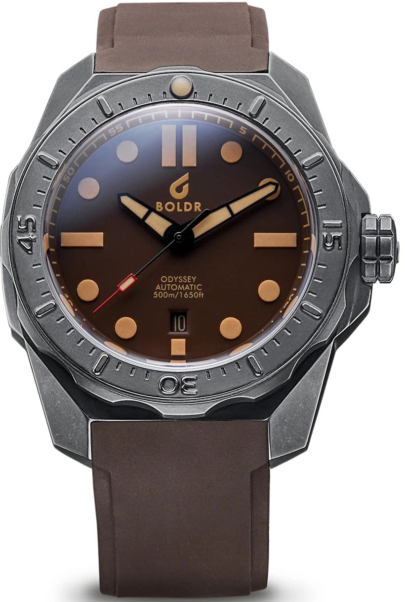 Boldr Watch Odyssey Lumicast Aged Steel Coral Brown Limited Edition