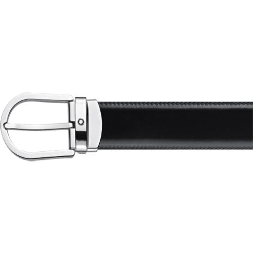 Montblanc Belt Horseshoe Buckle Black/brown 30mm Reversible Leather - Silver