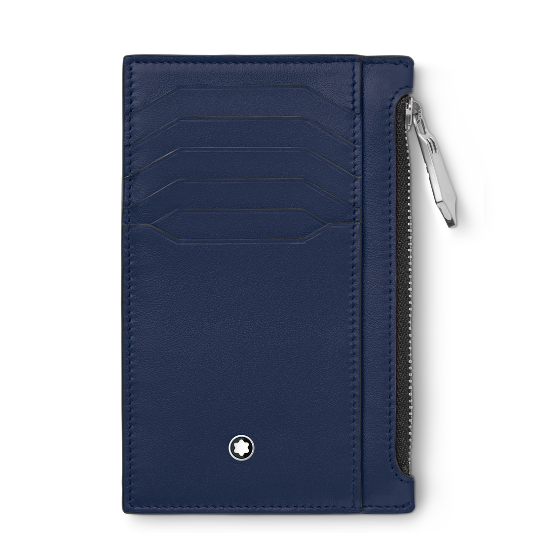 Montblanc Meisterstuck Card Holder 8cc With Zippered Pocket Inky Blue