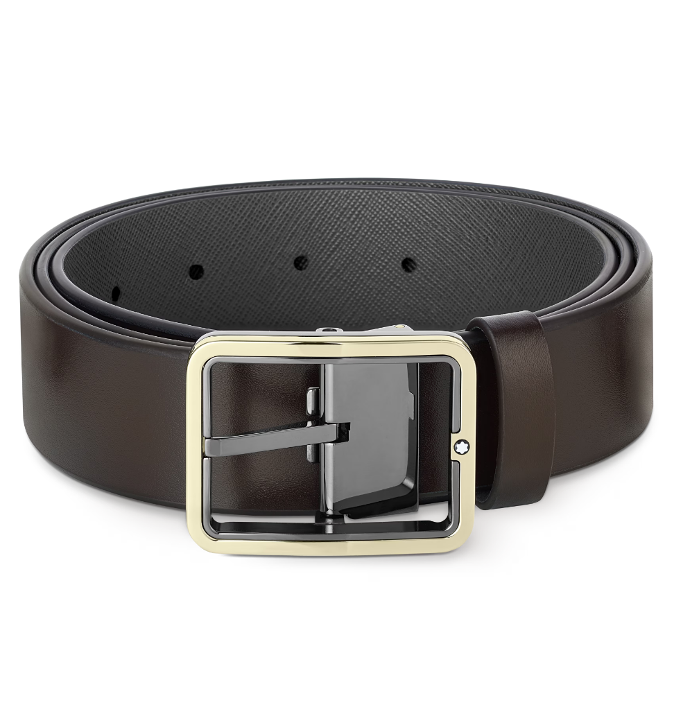 Montblanc Reversible 35mm Leather Belt Brown Grey D