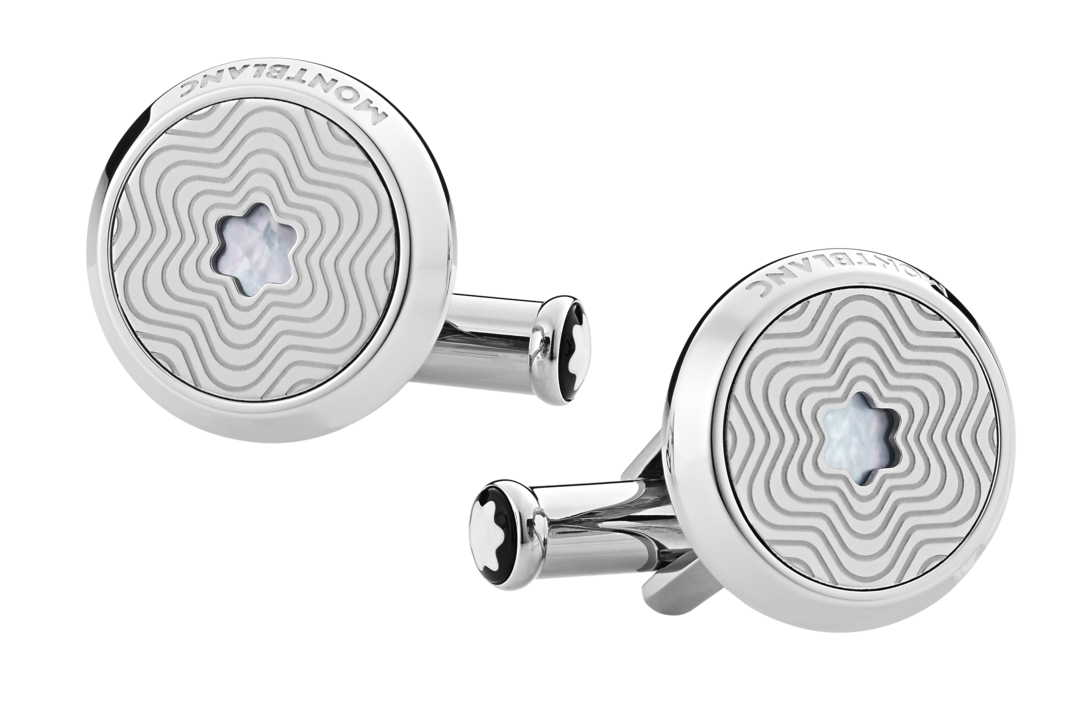 Montblanc Stainless Steel Mother Of Pearl Exploding Star Cufflinks