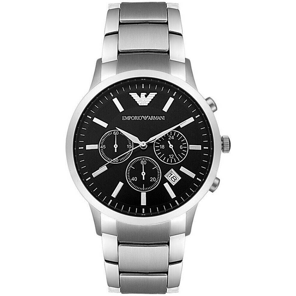 Emporio Armani Ar2434 Classic Chronograph Black Dial Steel Mens Watch