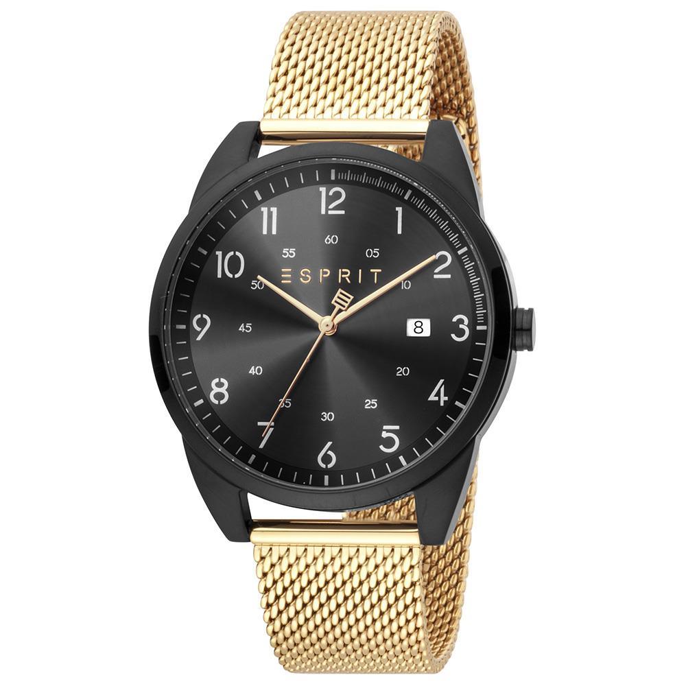 Esprit Es1g212m0095 Golden Mesh Strap Black Dial Mens Watch