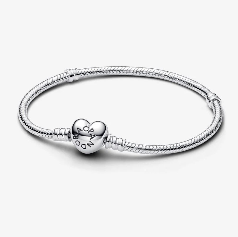 Pandora 590719 Sterling Silver Bracelet With Heart Clasp 20 Cm